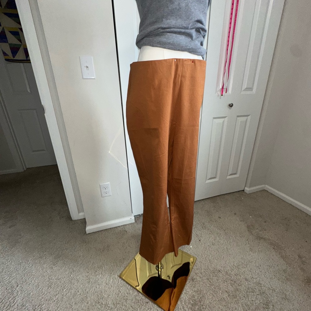 High-Rise Kick Flare Ankle Pants in Rust Orange